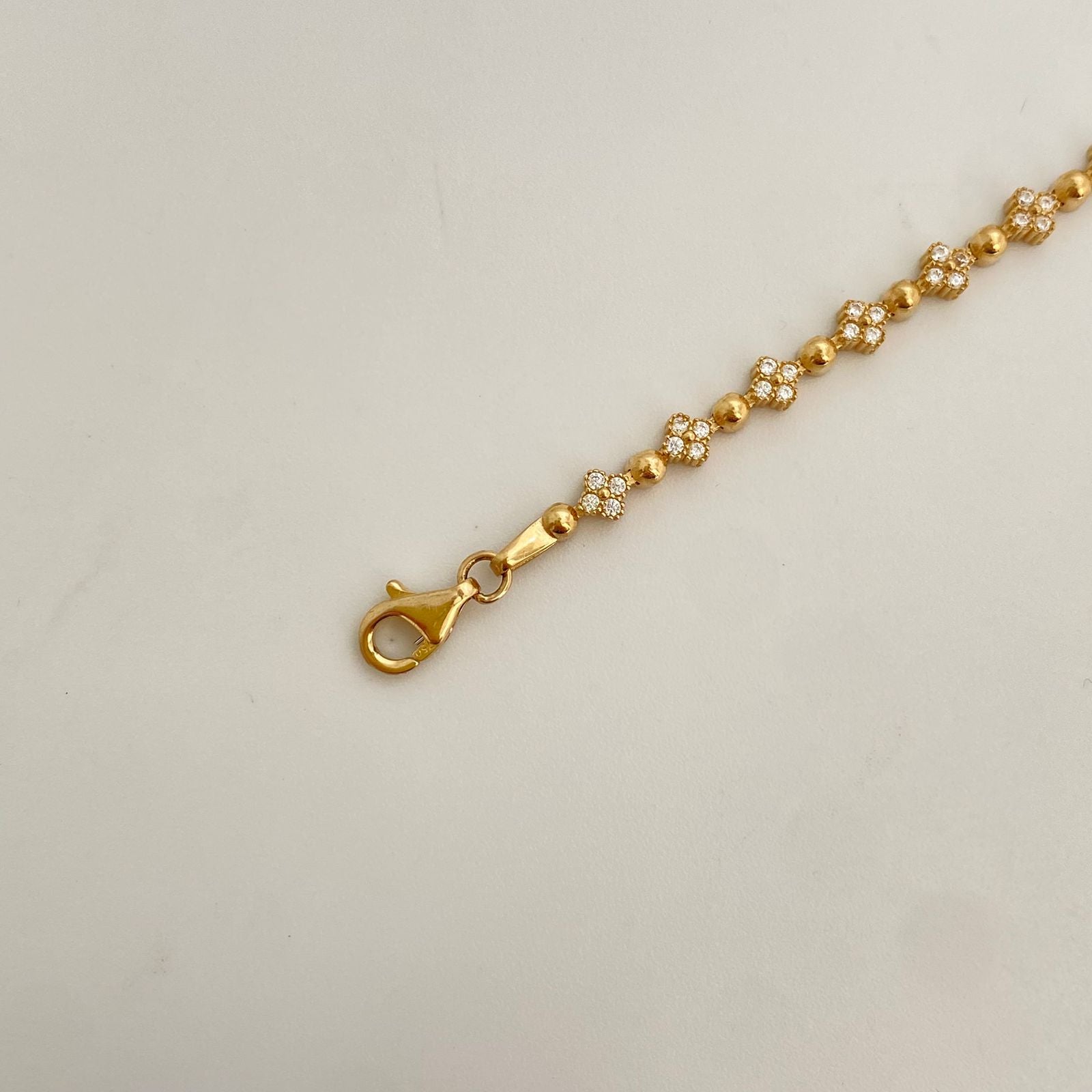 Pulso It flores casting y balines lisos Oro amarillo 18k +4 / 6,25 Gr / 3,5 mm / 19 Cm